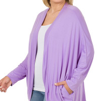 Plus Size Cocoon Wrap Cardigan / Duster Rayon Span Crepe Fabric - Lavender Topper