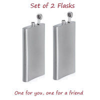 Flask Stainless Steel (2-Pack) 12oz with hinged cap - 1 for you 1 for your friend