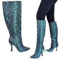 Gianni Bini Lennoxe Snake Print Boots Blue / Teal  Tall Boots Size 5.5