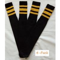 Baseball Socks Softball Striped Tube Socks Cotton Game Socks Black & Yellow 23