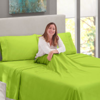 Bed Sheets Set 4-pc Garden Green Solids Full Queen King Size