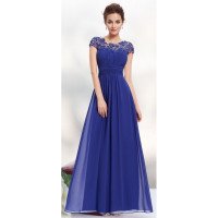 Lace Short Sleeve Ball gown formal dress color Blue