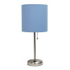 LimeLights Stick Lamp with Charging Outlet and Fabric Shade #44; Blue