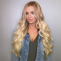 Long Wavy Golden Blonde Hair Wig - Back Length