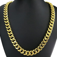 Cuban Link Chain for Men Gold Plated - 10mm wide - 26
