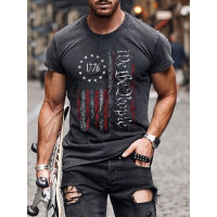 Men's Graphic Print T-Shirt  We The People 1776 American Patriotic Shirt Crew Neck - Short Sleeve - Fashion Tee