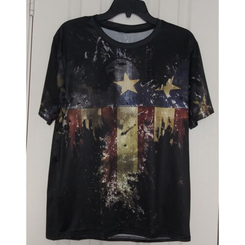 American Patriotic T-Shirt- Stars & Stripes American Eagle Sparkles Short Sleeve T-Shirt Tactical  Short Sleeve Size M - 3XL