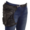 Black Carry Leather Thigh Bag with Waist Belt