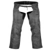 Ladies Lightweight Distress Gray Leather Chap w/Grommeted Twill and Lace Highlights