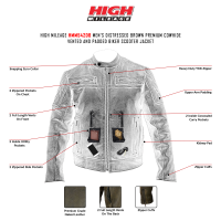 High Mileage Men's Distressed Brown Padded and Vented Leather Scooter Jacket