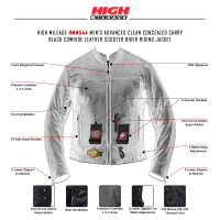 High Mileage Men's Black Vented Premium Leather Scooter Jacket