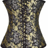Ladies Brocade Corset Black with Silver and Gold
