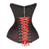 Ladies Brocade Corset with Black and Red and Red Ribbons