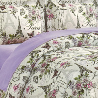 Floral Comforter Set Floral with Paris City Scenes 8 Piece Comforter Set Queen Size