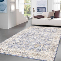 Pasargad Home PRC-1022BI 9x12   Amadeus Design Power Loom Area Rug Blue/Ivory