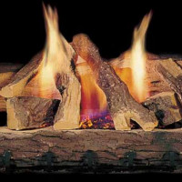 Campfire Series 10-Piece Ceramic Fiber Gas Log Set with Millivolt Burner and Hearth Kit - LP