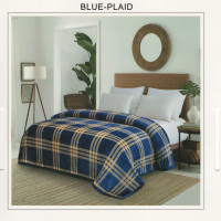 Serafina Blue Plaid Blanket Blue & Soft Yellow - King Size - Perfect for Winter