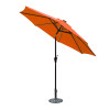 Jeco 9 ft. Aluminum Umbrella with Crank & Solar Guide Tubes - Brown Pole & Orange Fabric