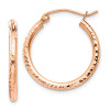 Finest Gold 2 x 20 mm 14K Rose Gold Diamond-Cut Polished Hoop Earrings, Pair
