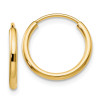 Finest Gold 1.5 x 11 mm 14K Yellow Gold Polished Round Endless Hoop Earrings, Pair