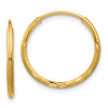 Finest Gold 1.25 x 14 mm 14K Yellow Gold Diamond-Cut Endless Hoop Earring, Pair
