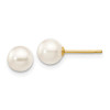 Finest Gold 5-6 mm 14K Yellow Gold Round White Saltwater Akoya Cultured Pearl Stud Post Earrings, Pair