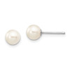 Finest Gold 5-6 mm 14K White Gold White Round Freshwater Cultured Pearl Stud Post Earrings, Pair