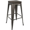 BS-TW-OR DK-AN2 30.25 x 17.75 x 17.75 in. Oregon Bar Stool, Bamboo Top & Espresso Antique Steel Base - Set of 2