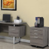 Monarch Specialties Dark Taupe Reclaimed-Look 3 Drawer File Cabinet - Castors
