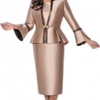 GMI 3pc Twill Animal Trim Plus Size Church Skirt Suit is a stylish and elegant outfit designed for plus-size women.