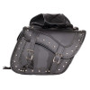 Slanted Black Concealed Carry Braided Plain Saddlebags with Studs