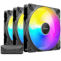 Antec Tranquil 140 ARGB, 140mm x 25mm Case Fans, ARGB PWM Fans, 1500RPM, 89.72CFM, 1.82mmH2O, 4 Pin PWM & 3 Pin LED Connector, 120mm Fan, Tranquil ARGB Series 3 Packs ( )