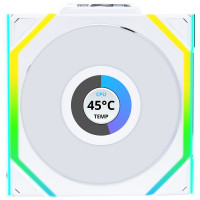 Lian Li UNI Fan SL-LCD Wireless 120 (Reverse Blade) ARGB Fan, 1.6 inch LCD Display, WITHOUT Wireless Connector, Daisy-Chain Design, Customizable Lighting Effects, 400x400 Res.-White ()