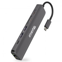 Plugable Technologies USBC-7IN1E 7-IN-1 USB C HUB MULTIPORT ADAPTER WITH ETHERNET (92W CHARGING, GIGABIT ETHERNET