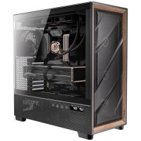 Antec Pro, 6 x PWM Fans Included, High-Airflow Front Panel With Walnut Wood, iShift PSU 90 degree Mount, USB3.0 x 2, Type-C, 420mm Radiator Support, Temp. Display, Full-Tower E-ATX PC Case (Black)