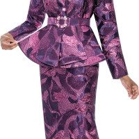 GMI Church Dress Size 30W Purple color Two Tone Belted Plus Size Skirt Suit A stylish and sophisticated outfit