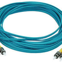 Monoprice 6414 MONOPRICE MULTI-MODE OM3 FIBER OPTIC CABLE - ST-ST UL 3MM 50/125 OFNR DUPLEX AQU
