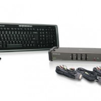 Iogear GCS1104-KM1 4 PORT DVI KVM AND WIRELESS KEYBOARD/ MOUSE COMBO INCLUDES PERIPEHERAL SHARING,