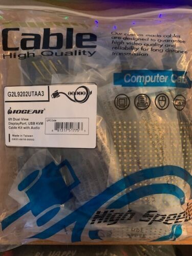 Iogear G2L9202UTAA3 6 FT. DUAL VIEW DISPLAYPORT, USB KVM CABLE KIT WITH AUDIO (TAA) - G2L9202UTAA3