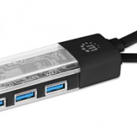 Manhattan 181013 TRANSPARENT 4-PORT USB 3.0 TYPE-C / TYPE-A COMBO HUB