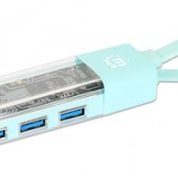 Manhattan 181020 TRANSPARENT 4-PORT USB 3.0 TYPE-C / TYPE-A COMBO HUB
