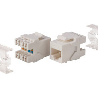 Monoprice 15694 MONOPRICE CAT6 RJ45 180-DEGREE DUAL IDC KEYSTONE FOR 22-24AWG SOLID WIRE_ WHITE