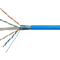 Monoprice 18617 MONOPRICE CAT5E 1000FT BLUE CMR BULK CABLE SHIELDED (F/UTP) SOLID 24AWG 350M