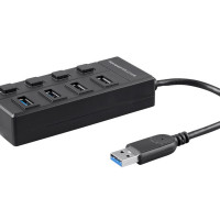 Monoprice 24261 MONOPRICE 4-PORT USB 3.0 SWITCH HUB W/ INDIVIDUAL SWITCHES