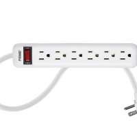 Monoprice 27846 6 OUTLET POWER STRIP WITH 3FT CORD WHITE