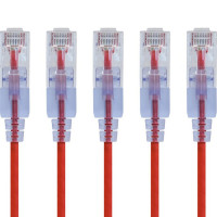 Monoprice 29429 MONOPRICE CAT6A 2FT RED 5-PK PATCH CABLE_ UTP_ 30AWG_ 10G_ PURE BARE COPPER_ SNA