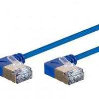 Monoprice 31015 MONOPRICE CAT6A 6IN BLUE 90 DEGREE PATCH CABLE_ DOUBLE SHIELDED (S/FTP)_ 36AWG_