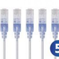 Monoprice 33218 MONOPRICE CAT6A 30FT WHITE 5-PK PATCH CABLE_ UTP_ 30AWG_ 10G_ PURE BARE COPPER_