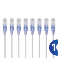 Monoprice 33269 MONOPRICE CAT6A 25FT WHITE 10-PK PATCH CABLE_ UTP_ 30AWG_ 10G_ PURE BARE COPPER_