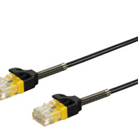 Monoprice 34663 MONOPRICE CAT6 1FT BLACK REINFORCED PATCH CABLE_ UTP_ 30AWG_ 550MHZ_ PURE BARE C